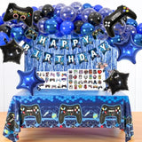 184Pcs Video Game Birthday Party Decorations For Boys, Gamer Birthday Party Favors With Happy Birthday Banner, Curtains Backdrop, Tablecloth, Balloons, Foil Gaming Balloons, Stickers(Blue?