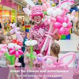 Pink 260 Long Balloons, 100 Pcs Animals Twisting Balloons For Girl Women Birthday Engagement Wedding Baby Shower Princess Theme Party Decor