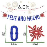 Feliz Anos Nuevo Banner Spanish 2025 Red Blue Glitter Party Decoration