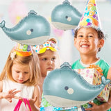 Whale Balloons Ocean Themed Party Decorations Matte Whale Foil Balloons For Birthday Baby Shower Supplies 3Pcs