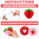 Strawberry Birthday Decorations For Girls, Red Pink White Strawberry Birthday Banner With Tissue Pom Poms Fans Honeycomb Balls Polka Dot Garland And Hanging Swirls Berry Hanging Decor Centerpieces