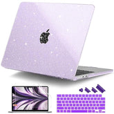 Compatible With Macbook Air 13.6 Inch Case M4 M3 M2 2025 2024 2023 2022 A3240 A3113 A2681, Glitter Bling Plastic Hard Shell & Keyboard Cover For Macbook Air M4 13 Inch Case, Star Purple
