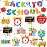 Back To School Decorations, Welcome Back To School Banner And No-Diy Hanging Swirls Foil Ceiling Streamers First Day Of School Decorations For Classroom Kindergarten High Middle School Decor