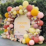 Dusty Pink Yellow Balloon Arch Kit Pastel Pink Mustard White Sand Balloons for Party