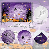 10x8FT Halloween Photo Backdrop Castle Scarecrow Witch Pumpkin Birthday Party Banner