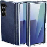 Leather Phone Case For Samsung Galaxy Z Fold 7, Military-Grade Drop-Proof, With Screen Protection, Shell And Film Integrated, Ultra-Durable Case For Galaxy Z Fold 7 Case,Blue Gray