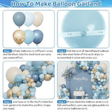 172Pcs Dusty Blue Balloon Garland Kit Chrome Gold White for Baby Shower Party