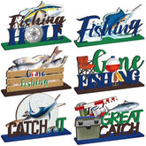 6 Sets Fishing Table Decor Summer 3D Fishing Table Decor Gone Fishing Party Wooden Fishing Theme Centerpieces Fisherman Friends Mas Party Decor For Birthday Baby Shower Party Decorations
