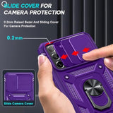 For Galaxy S21-Fe 5G Case: Compatible For Samsung Galaxy S21 Fe Case With Screen Protector X 2 & Magnetic Holder Stand, Heavy Duty Protective S21Fe Phone Case Para Cell Android S 21 Fe, Purple