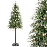 7Ft Artificial Christmas Tree With 350 Warm White Led Lights, Pre-Lit Xmas Tree With Realistic Bark For Indoor Outdoor Holiday Decor