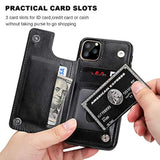 For Iphone 11 Pro Max Wallet Case With Card Holder, Pu Leather Kickstand Card Slots Case,Double Magnetic Clasp And Durable Shockproof Cover For Iphone 11 Pro Max 6.5 Inch (Black)