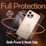 For Iphone 16 Pro Max Front And Back Screen Protector, Iphone 16 Pro Max Camera Lens Protector (1+1+1Pack) Front & Back Screen Protector Rear Tempered Glass For 16 Pro Max(6.9 Inch)