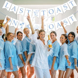 Last Toast On The Coast Bachelorette Party Banner Coastal Bachelorette Party Decorations Blue White Shell Champagne Palm Tree Garland Banner For Girl Beach Bachelorette Bridal Shower Party Supplies