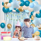 Blue White Gold Birthday Party Decorations Boho Balloons for Any Age