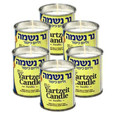 24 Hour Yartzeit Memorial Candle In Tins (6 Pack)- White Perffin Wax Candle Burning Time Aprox. 1 Day