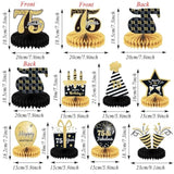75th Birthday Honeycomb Centerpiece Set: Black & Gold Table Decorations