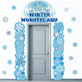 Winter Wonderland Door Cover Snowflake Hanging Banner Christmas Porch Sign Snow Castle Party Decorations For Winter Holiday Door Wall Decor Christmas Baby Shower Birthday Party Supplies