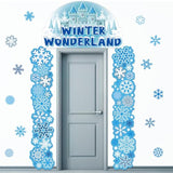 Winter Wonderland Door Cover Snowflake Hanging Banner Christmas Porch Sign Snow Castle Party Decorations For Winter Holiday Door Wall Decor Christmas Baby Shower Birthday Party Supplies