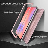 Fintie Shockproof Case For Samsung Galaxy Tab S10 Fe/ S9 Fe 5G 10.9 Inch/Tab S9 11 Inch, Tuatara Rugged Unibody Hybrid Full Protective Bumper Kickstand Cover Builtin Screen Protector, Rose Gold