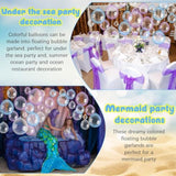 130pcs Iridescent Clear, Blue & Purple Balloons β Mermaid and Under the Sea Party Decorations