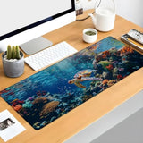 Sea Turtle Coral Reef Gaming Mouse Pad Extended Desk Computer Keyboard Laptop Ocean Scene Mouse Pads For Home Office Work, Large Long Desk Mat Mousepad With Non-Slip Rubber Base 31.5×11.8Inch
