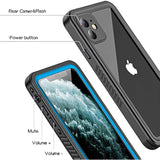 Compatible With Iphone 11 Waterproof Case, Built-In Screen Protector Full-Body Rugged Bumper Sealed Cover Shockproof Dustproof Waterproof Case For Iphone 11 6.1 Inch (Blue/Clear)