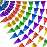 20M/65Ft Colorful Triangle Pennant Banner Flag Metallic Fabric Bunting Garland For Christmas Graduation Wedding Engagement Anniversary Bachelorette Birthday Bridal Shower Valentines Hen Party Supplies