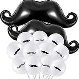 38Pcs Mustache Balloons Black Beard Foil Latex Balloons for Birthday Party Decor