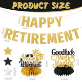 Happy Retirement Party Decorations For Men Women, 4Pcs Happy Retirement Gold Glitter Banner, Black Gold Retired Hanging Sign Party Supplies, Retired Farewell Party Table Centerpieces Kit