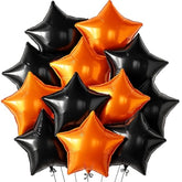 12Pcs 18" Orange & Black Star Balloons - Halloween Party Decorations for Indoor Events