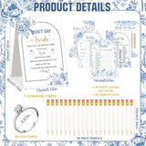 331 Pcs Bridal Shower Games Supplies, 5 Sets 250 Pcs Wedding Games Cards 1 Put A Ring On It Bridal Shower Games With 60 Pcs Rings And 20 Pcs Pencils(Blue Floral Style)