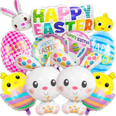9Pcs Easter Balloons Set, Bunny Balloons, Happy Easter Balloon, Colorful Egg, Chick, Rabbit Foil Mylar Balloons For Spring Party, Baby Shower, Easter Balloons Decorations