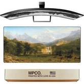 Western Large Gaming Desk Pad - 36" X 17" Duraglyde Fabric Landers-Peak Desk Mats - Non-Slip, Washable, Smooth Glide For Precision Gaming & Work