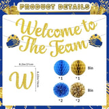 Welcome To The Team Banner Gold, Welcome Banner Circle Dots Garland Hanging Swirls Paper Flowers Honeycomb Balls, Welcom E Decorations For Employee Office Teacher Colleague Staff