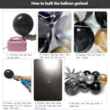Black Gold Silver Balloon Garland Arch Kit Party Decorations