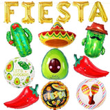 Fiesta Party Decorations Set, Big Taco Party Decorations Set - Pack Of 12, Fiesta Taco Llama Cactus Avocado Chili Sombrero Balloons For Mexican Party Decorations, Mexican Theme Baby Shower Decorations