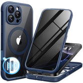 For Iphone 16 Pro Case, Compatible With Magsafe, Built-In Privacy Screen Protector And Camera Protection, Anti-Spy Full Body Shockproof Clear Phone Case For 16 Pro 6.3", Blue