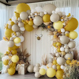 Mustard Yellow Balloon Garland Kit - Double Stuffed Sand White Yellow Pastel Balloon Arch For Birthday, Baby Shower, Gender Reveal, Boho Bee Party Decoration