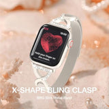 BRG Thin Mesh Loop Compatible with Apple Watch Bands for Women 40mm 41mm 38mm 42mm Series 10 9 8 7 6 5 4 3 2 1 SE, Metal Magnetic Stainless Steel Strap with X-Shape Diamond Clasp for iWatch Bands