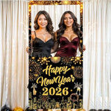 2026 New Year Photo Booth Frame Banner for Party and Firework Backdrop Decor