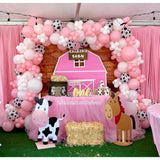 Pink Cow Balloons Arch Kit - Pastel Pink Cow Latex Balloon Different Size Balloon Garland Kit For Cowgirl Baby Shower Birthday Farm Western Cow Print Animal Theme Party Decorations Supplies