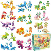 12 Packs Dinosaur Party Favors For Kids - 417 Pcs Mini Dinosaur Building Blocks Set Toys For Boys Kids Easter Stuffers Fillers Birthday Valentines Day Gifts Classroom Prizes