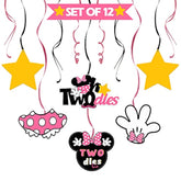 Oh Twodles Birthday Swirls Streamers - Cheers To Girls 2Nd Birthday Kids Two Years Old Mouse Theme Party Hanging Decorations.
