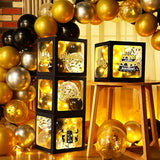 51 Pcs Gold And Black Birthday Party Decorations For Men Women Black And Gold Birthday Balloon Boxes With Led Light And Stickers Backdrop Photo Props For Party Supply Balloon Arch Kit
