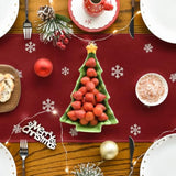 Xmas Trees Snowflakes Red Merry Christmas Table Runner, Winter Seasonal Kitchen Dining Table Decoration For Home Party Decor 13X36 Inch