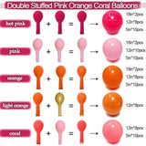 Hot Pink Orange Balloon Garland Double Stuffed Orange Pink Coral Balloon Arch Kit For Birthday Baby Shower Flamingo Wildflower Valentine Mother’S Day Party Decorations