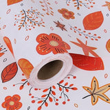 Orange Floral Wrapping Paper Jumbo Roll 17 In X 60 Ft, All Accasion Flower Gift Wrap For Wedding Birthday Bridal Shower