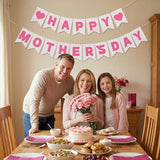 Happy Mother's Day Banner Decorations- Upgraded 3-Layer Felt Mothers Day Decor Sign Banner for Mother's Day Party, Outdoor Celebration, Home Class Office Wall Porch Staircase Decor Pink, No Assembly Required