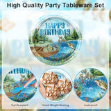 192 Pcs Fishing Birthday Decorations Fishing Birthday Party Disposable Plates And Napkins Set Fisherman Party Paper Tableware Supplies Serve 24