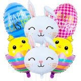 Easter Balloons Set Bunny Balloons Happy Easter Egg Foil Balloon With Chick & Rabbit Balloon Bouquet For Party Decorations,Spring Holiday Decor